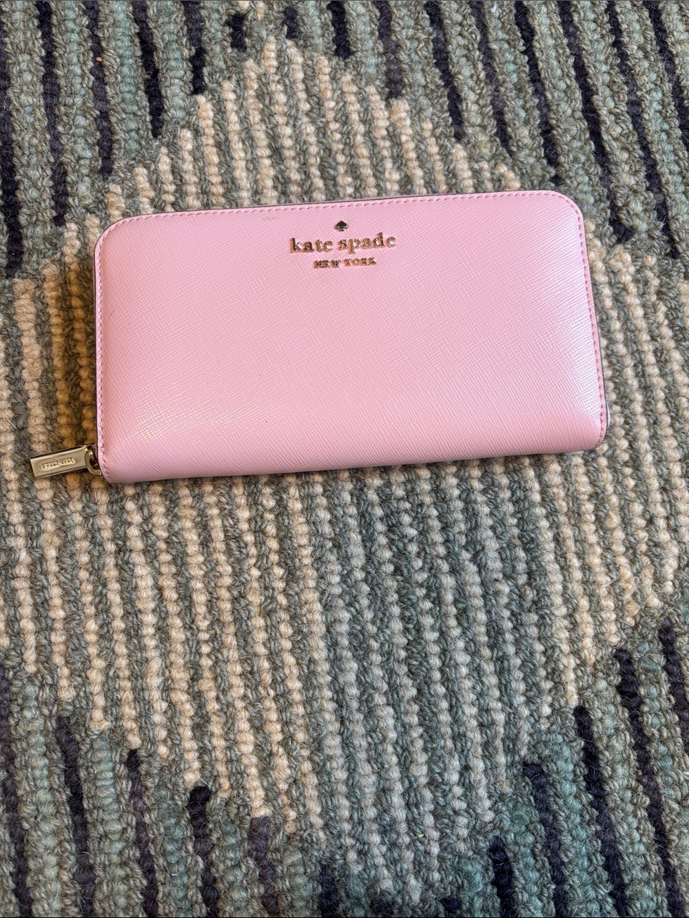 kate spade Light Pink Zip-Around Saffiano Leather Wallet